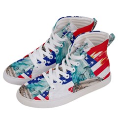Statue Of Liberty Independence Day Poster Art Women s Hi-top Skate Sneakers by Jancukart