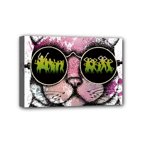 Black-cat-head Mini Canvas 6  X 4  (stretched) by Jancukart