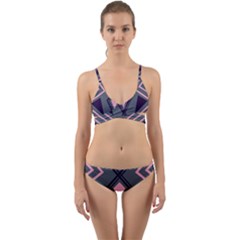 Abstract Pattern Geometric Backgrounds  Wrap Around Bikini Set by Eskimos