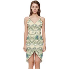Folk Flowers Print Floral Pattern Ethnic Art Wrap Frill Dress by Eskimos