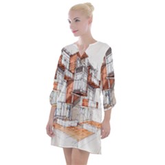Rag-flats-onion-flats-llc-architecture-drawing Graffiti-architecture Open Neck Shift Dress by Jancukart