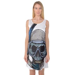 Skull-underwater-diving-skeleton-diving-head Sleeveless Satin Nightdress by Jancukart
