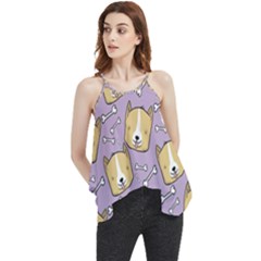 Corgi Pattern Flowy Camisole Tank Top by Sudhe