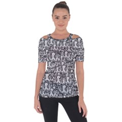 Sketchy Monster Insect Drawing Motif Pattern Shoulder Cut Out Short Sleeve Top by dflcprintsclothing