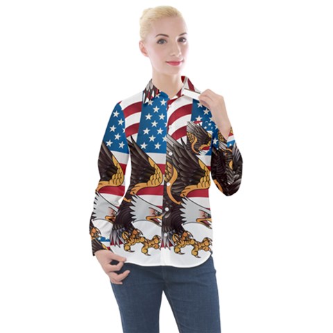 American-eagle- Clip-art Women s Long Sleeve Pocket Shirt by Jancukart