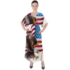 American-eagle- Clip-art V-neck Boho Style Maxi Dress by Jancukart