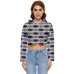 Hackers Town Void Mantis Hexagon Agender Nine 9 Stripe Pride Flag Women s Lightweight Cropped Hoodie by WetdryvacsLair