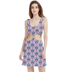 Hackers Town Void Mantis Hexagon Bigender Seven 7 Stripe Pride Flag Velvet Cutout Dress by WetdryvacsLair