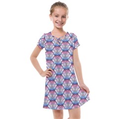 Hackers Town Void Mantis Hexagon Bigender Seven 7 Stripe Pride Flag Kids  Cross Web Dress by WetdryvacsLair