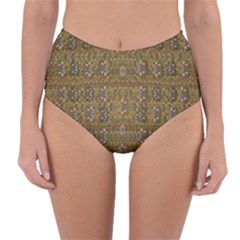 Sunflowers Seed In Harmony With Tropical Flowers Reversible High-waist Bikini Bottoms by pepitasart