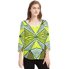 Abstract Pattern Geometric Backgrounds  Chiffon Quarter Sleeve Blouse by Eskimos