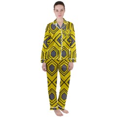 Abstract Pattern Geometric Backgrounds Satin Long Sleeve Pajamas Set by Eskimos