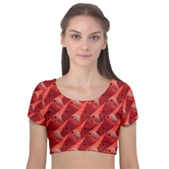 Sculpture-art-traffic-cones-plastic Velvet Short Sleeve Crop Top  by Jancukart