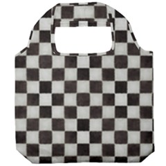 Large Black And White Watercolored Checkerboard Chess Foldable Grocery Recycle Bag by PodArtist