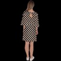 Black and White Watercolored Checkerboard Chess Velour Kimono Dress View4