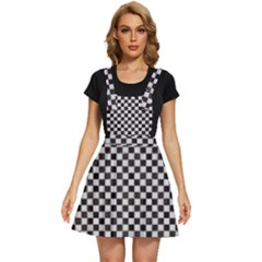 Black And White Watercolored Checkerboard Chess Apron Dress by PodArtist