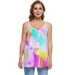 Background-drips-fluid-colorful Casual Spaghetti Strap Chiffon Top by Jancukart