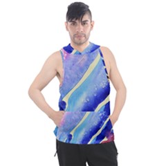 Painting-abstract-blue-pink-spots Men s Sleeveless Hoodie by Jancukart