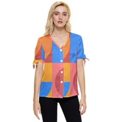 Geometric Series  Bow Sleeve Button Up Top by Sobalvarro