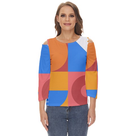 Geometric Series  Cut Out Wide Sleeve Top by Sobalvarro