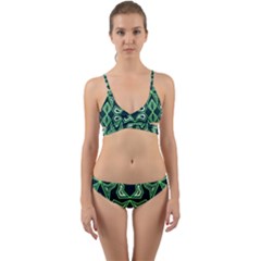 Abstract Pattern Geometric Backgrounds  Wrap Around Bikini Set by Eskimos