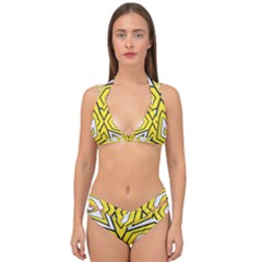 Abstract Pattern Geometric Backgrounds  Double Strap Halter Bikini Set by Eskimos