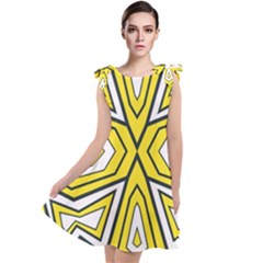 Abstract Pattern Geometric Backgrounds  Tie Up Tunic Dress by Eskimos