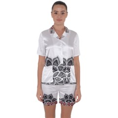 Im Fourth Dimension Black White Satin Short Sleeve Pajamas Set by imanmulyana