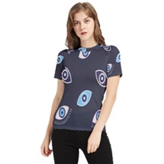 Eyes Evil Eye Blue Pattern Design Women s Short Sleeve Rash Guard by artworkshop