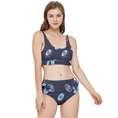 Eyes Evil Eye Blue Pattern Design Frilly Bikini Set by artworkshop