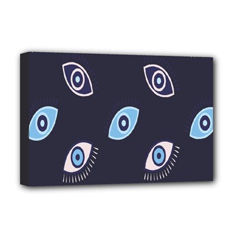 Eyes Evil Eye Blue Pattern Design Deluxe Canvas 18  X 12  (stretched) by artworkshop