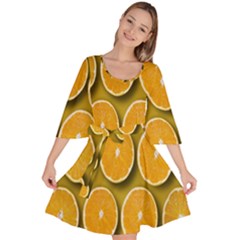 Oranges Slices  Pattern Velour Kimono Dress by artworkshop