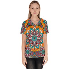 Mandala Spirit Women s V-neck Scrub Top by zappwaits