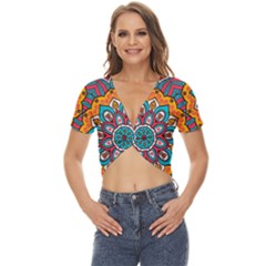 Mandala Spirit Twist Front Crop Top by zappwaits