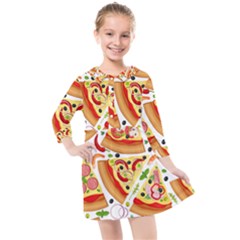 Pizza Love Kids  Quarter Sleeve Shirt Dress by designsbymallika