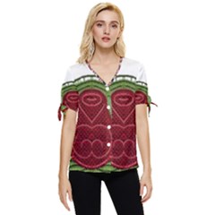 Im Fourth Dimension Colour 7 Bow Sleeve Button Up Top by imanmulyana