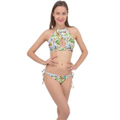 Doodle Cross Front Halter Bikini Set by nateshop