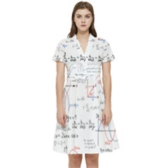 Math Formula Pattern Short Sleeve Waist Detail Dress by Sapixe