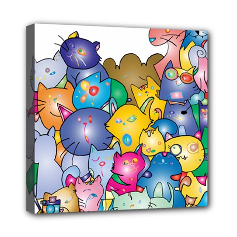Cats Cartoon Cats Colorfulcats Mini Canvas 8  X 8  (stretched) by Sapixe