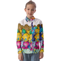 Cats Cartoon Cats Colorfulcats Kids  Long Sleeve Shirt by Sapixe