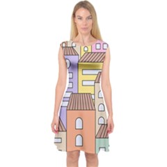 Houses City Architecture Building Capsleeve Midi Dress by Sapixe