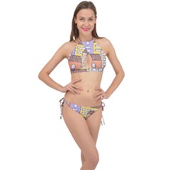 Houses City Architecture Building Cross Front Halter Bikini Set by Sapixe