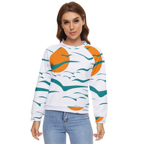 Sunset Glow Sun Bird Women s Long Sleeve Raglan Tee by Sapixe