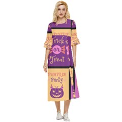 Halloween Cute Cartoon Double Cuff Midi Dress by Sapixe