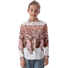 Cerebrum Human Structure Cartoon Human Brain Kids  Long Sleeve Shirt by Sapixe