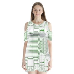 Circuit Board Shoulder Cutout Velvet One Piece by Sapixe