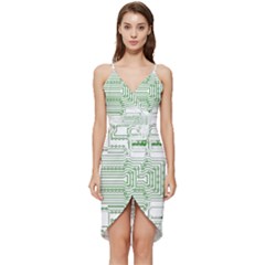 Circuit Board Wrap Frill Dress by Sapixe