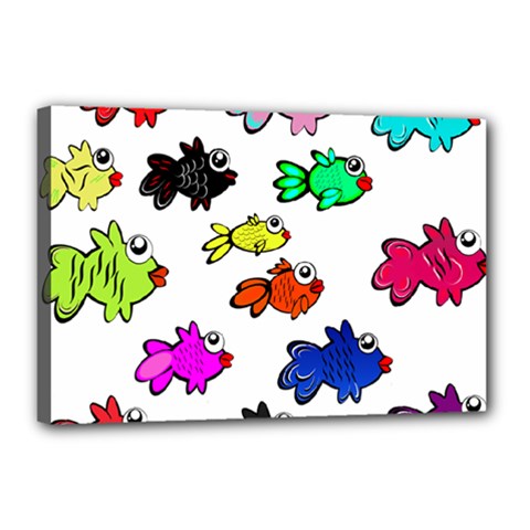 Fish Fishes Marine Life Swimming Water Canvas 18  X 12  (stretched) by Sapixe