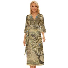 Map Compass Nautical Vintage Midsummer Wrap Dress by Sapixe