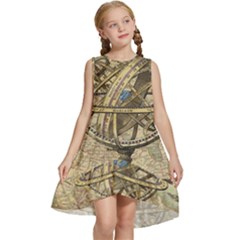 Map Compass Nautical Vintage Kids  Frill Swing Dress by Sapixe